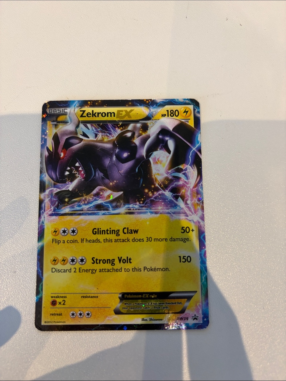 Pokemon Zekrom-EX Holographic Card - Black & Yellow